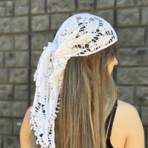 Легка хустка бактус парео з рибками, мереживна косинка бавовна, ручна робота