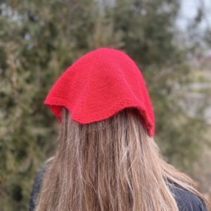 Червона ангорова хустка пухнаста косинка бандана шарф, ручна робота