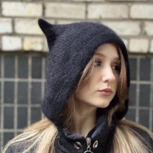 Пухнастий коточепчик з ангори 🖤 ручна робота